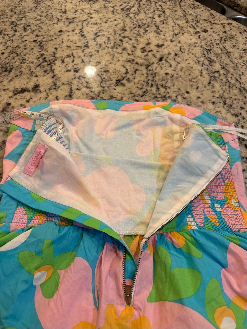 Lilly Pulitzer 100% Cotton Multicolor Floral Strapless Top with Bottom Ruffle - Picture 3 of 9